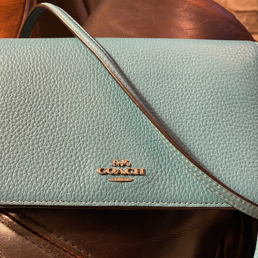 Coach, Wallet size, Turq. sholder strap bag